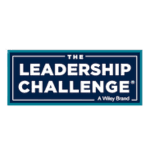 Blue background with white font logo of leadership challenge 