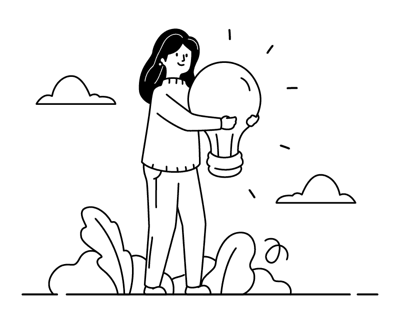 animated woman hugging a light bulb